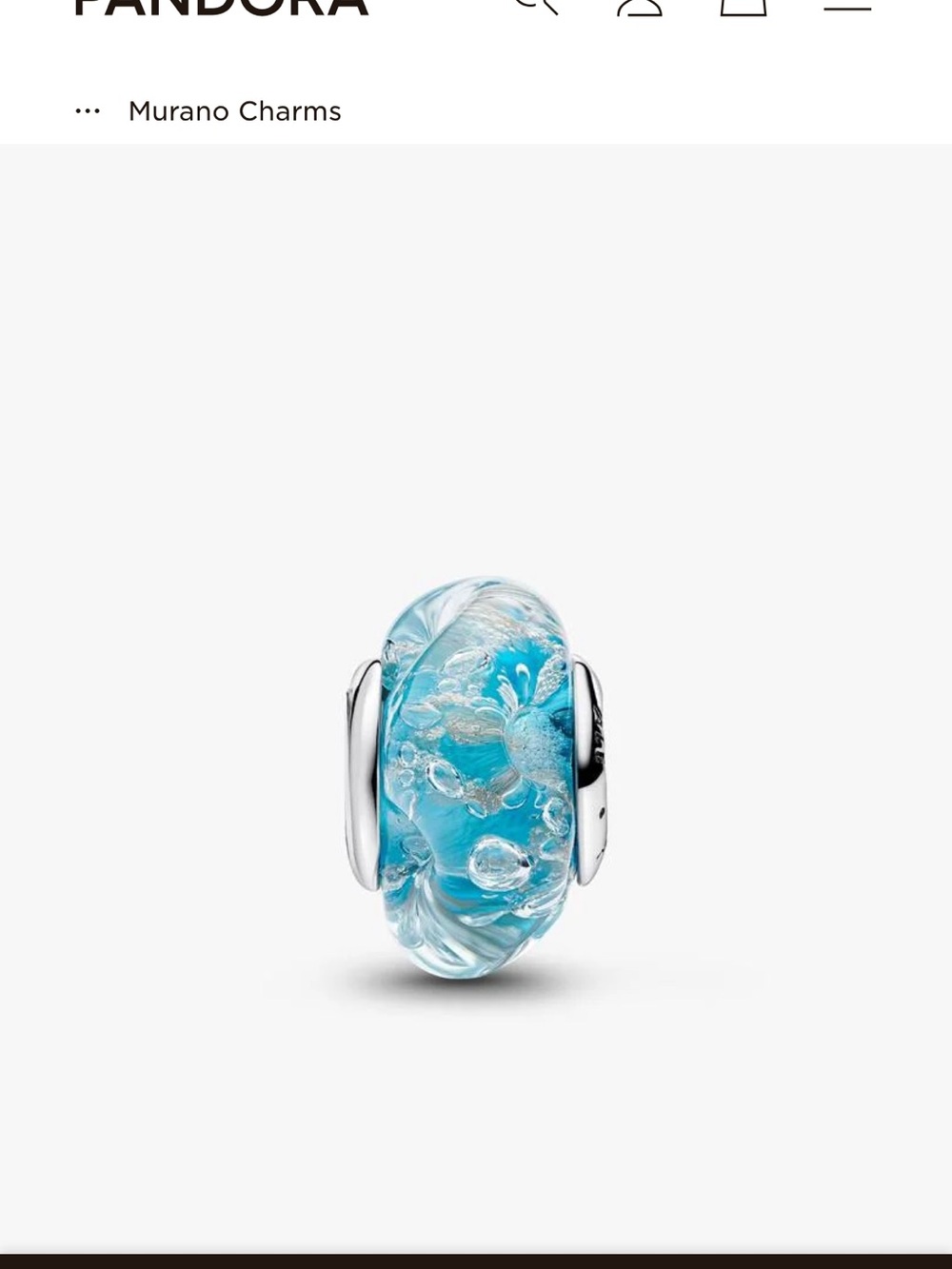 Pandora Turquoise Murano Glass & Glitter Charm